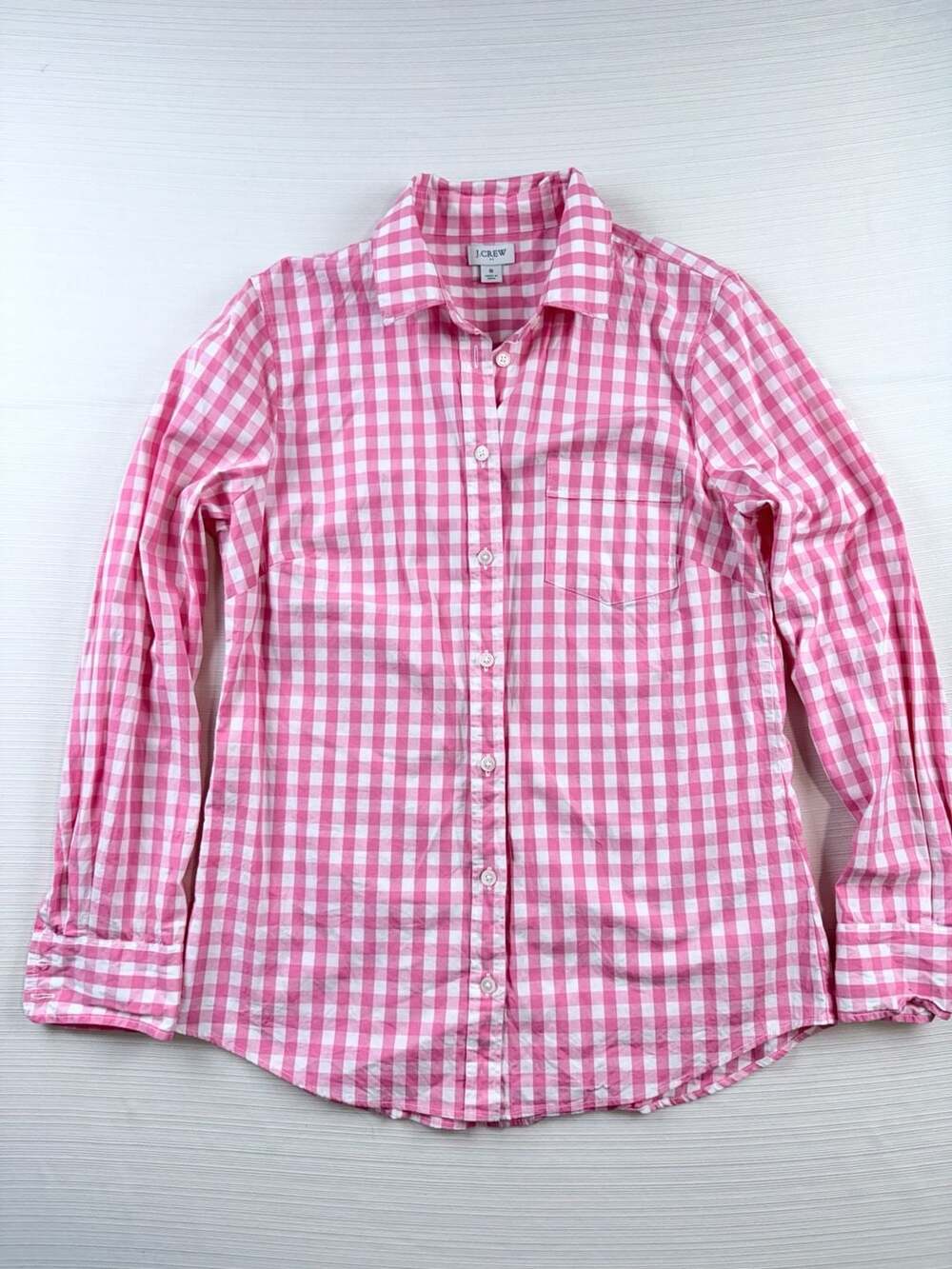 J.Crew Pink and White Gingham Check Button-Down Long Sleeve Shirt Size S